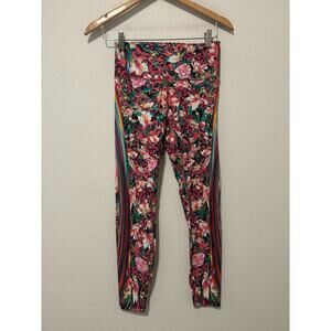 lululemon athletica Pink and Green Leggings with Slimming Panels